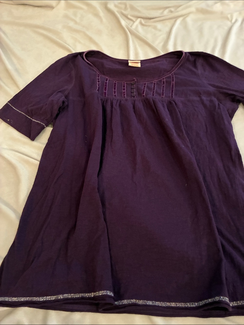 Faded Glory Deep Purple Button-Yoke Casual Dress